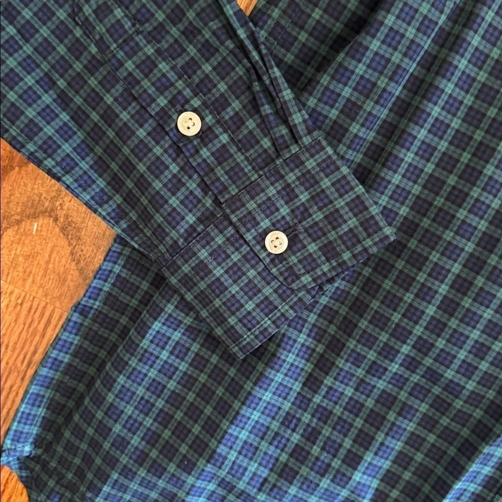 Polo Ralph Lauren boys navy and green plaid oxford shirt size large (14-16) NWT